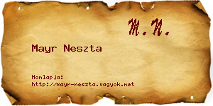 Mayr Neszta névjegykártya